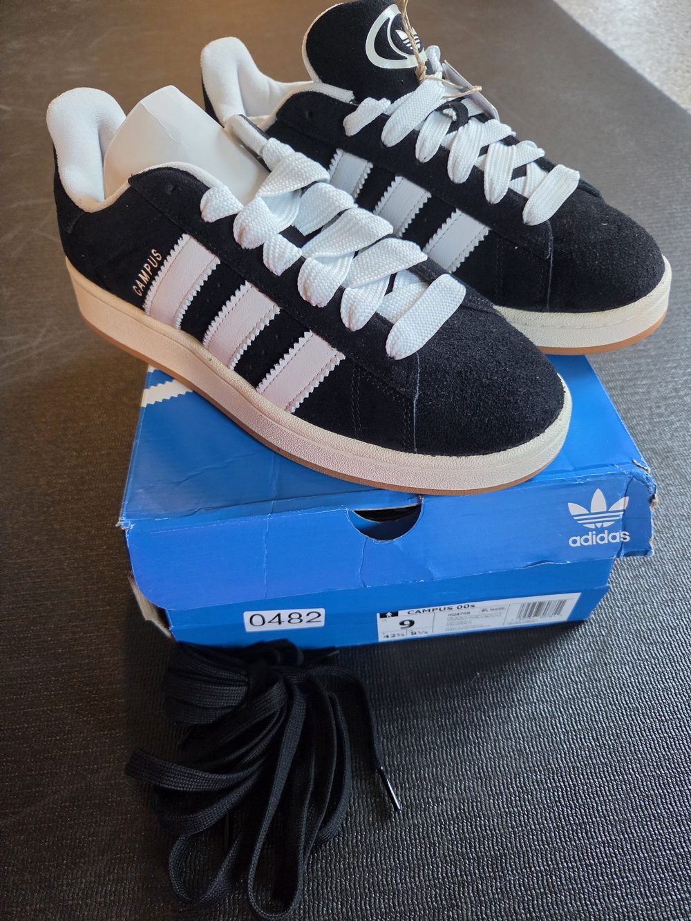 NWT adidas Black and White Campus Suede Sneakers